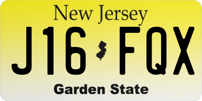 NJ license plate J16FQX