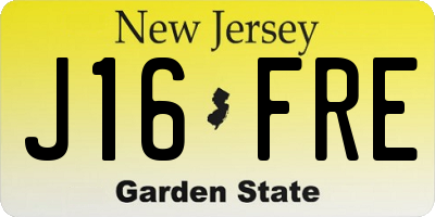 NJ license plate J16FRE