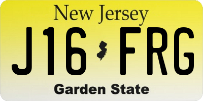 NJ license plate J16FRG