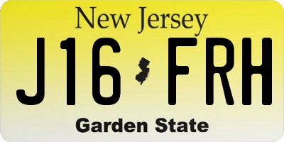 NJ license plate J16FRH