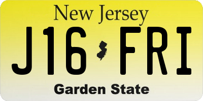 NJ license plate J16FRI