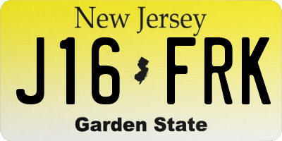 NJ license plate J16FRK