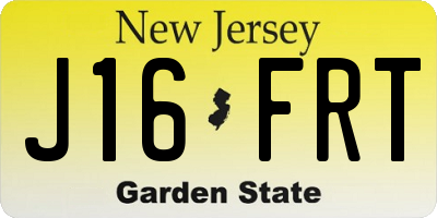 NJ license plate J16FRT