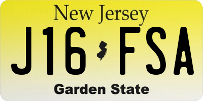 NJ license plate J16FSA