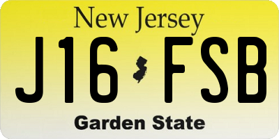 NJ license plate J16FSB