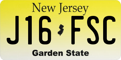 NJ license plate J16FSC