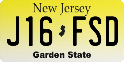 NJ license plate J16FSD