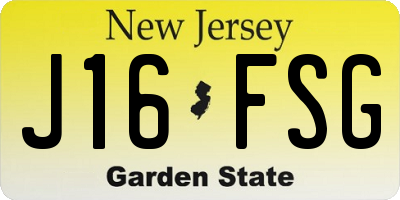 NJ license plate J16FSG