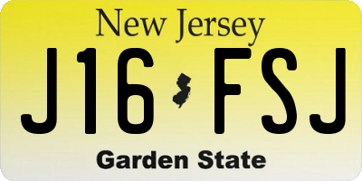 NJ license plate J16FSJ
