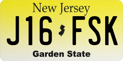 NJ license plate J16FSK