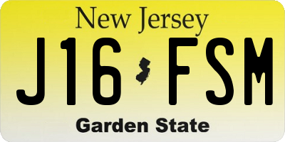 NJ license plate J16FSM