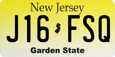 NJ license plate J16FSQ