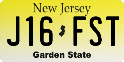 NJ license plate J16FST