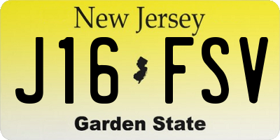 NJ license plate J16FSV