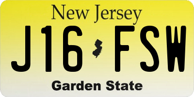 NJ license plate J16FSW