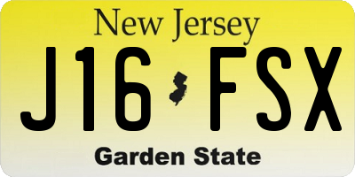 NJ license plate J16FSX