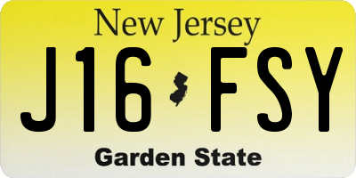 NJ license plate J16FSY