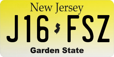 NJ license plate J16FSZ