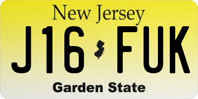 NJ license plate J16FUK