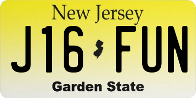 NJ license plate J16FUN