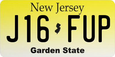 NJ license plate J16FUP