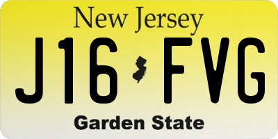 NJ license plate J16FVG