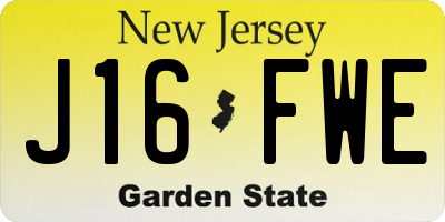 NJ license plate J16FWE