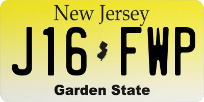 NJ license plate J16FWP
