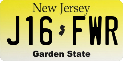 NJ license plate J16FWR