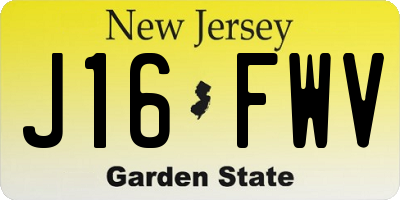 NJ license plate J16FWV