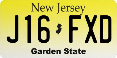 NJ license plate J16FXD