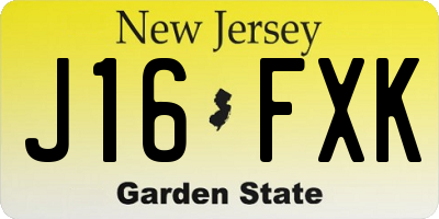 NJ license plate J16FXK