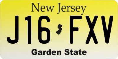 NJ license plate J16FXV