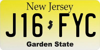 NJ license plate J16FYC