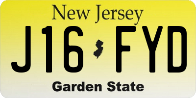 NJ license plate J16FYD