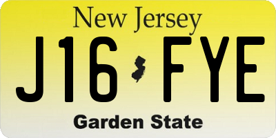 NJ license plate J16FYE