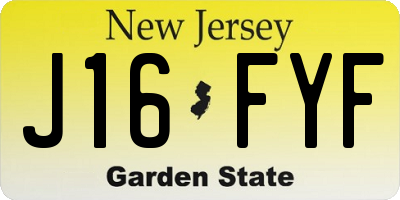 NJ license plate J16FYF