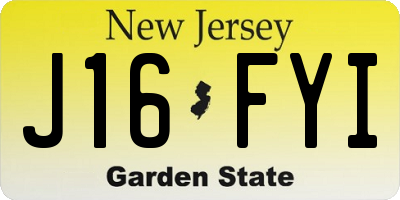 NJ license plate J16FYI