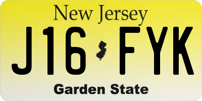 NJ license plate J16FYK
