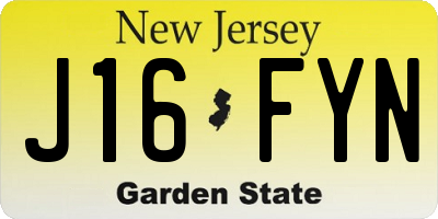 NJ license plate J16FYN