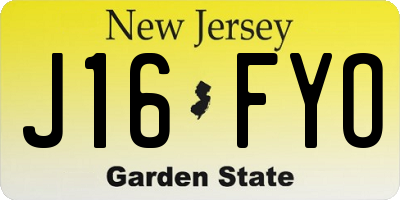 NJ license plate J16FYO