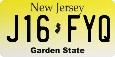 NJ license plate J16FYQ
