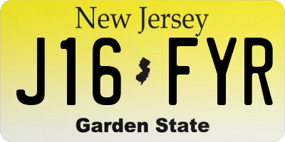 NJ license plate J16FYR