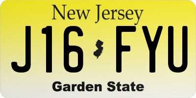 NJ license plate J16FYU
