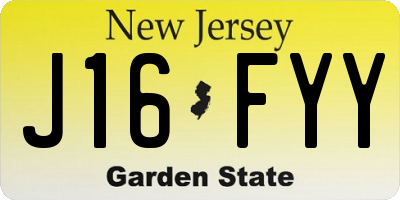 NJ license plate J16FYY
