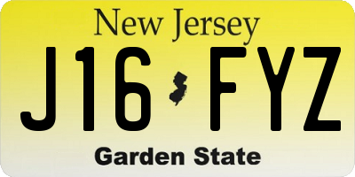 NJ license plate J16FYZ