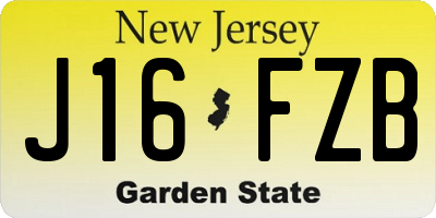 NJ license plate J16FZB