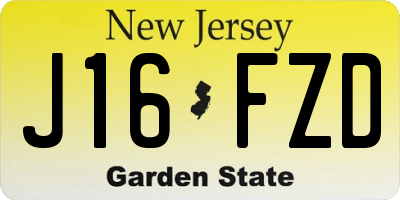 NJ license plate J16FZD
