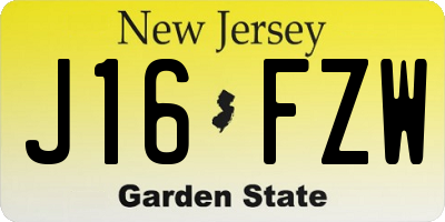 NJ license plate J16FZW