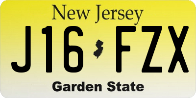 NJ license plate J16FZX